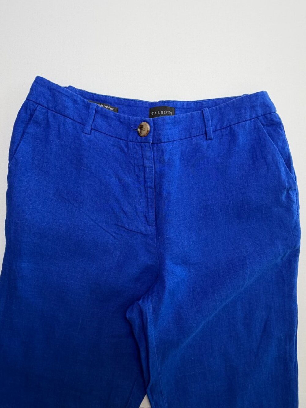 TALBOTS Southampton Linen Straight Leg Trouser Pants Royal Blue 4 - Picture 5 of 12